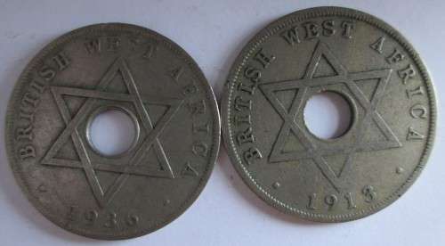 BRITISH WEST AFRICA 1913/1936 PENNY (x2 COINS - Lot)