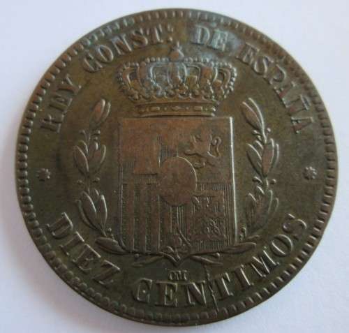 1879 SPAIN 10 CENTIMOS COIN