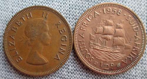Half Penny South Africa 1953/55/56/57/58/59 (x140 Coins Lot)