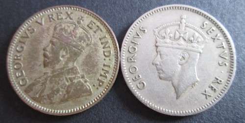EAST AFRICA HALF SHILLING 50 CENTS 1924/1949 (x2 COINS - LOT)