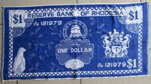 RHODESIA TOWEL ONE DOLLAR BANK OF RHODESIA