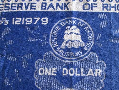RHODESIA TOWEL ONE DOLLAR BANK OF RHODESIA