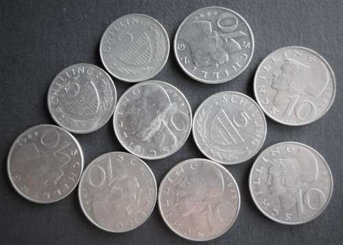 5/10 SHILLING AUSTRIA 1969/75/78/81/88/92/95 (LOT)
