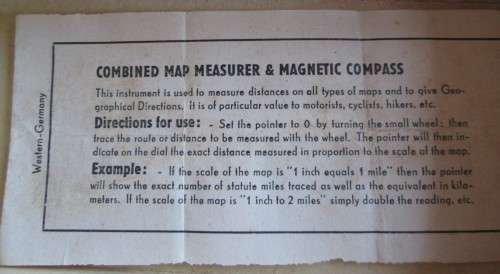 VINTAGE 1945 COMBINED MAP MEASURER AND MAGNETIC COMPASS (WESTERN GERMANY) - IN ORIGINAL CASE