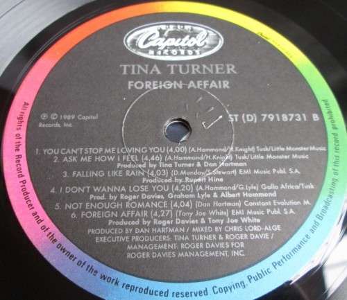 TINA TURNER - FOREIGN AFFAIR 1989 ST (D) 7918731 LP VINYL RECORDS