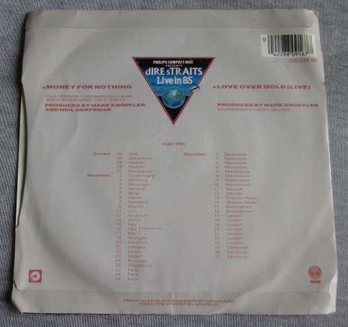 DIRE STRAIGHTS - MONEY FOR NOTHING 1985 (DSTR 10) 45 RPM