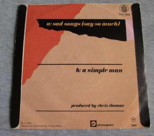 ELTON JOHN - SAD SONGS (SAY SO MUCH) 1984 (TOS 1496) 45 RPM