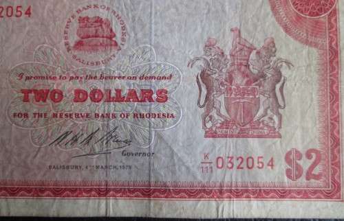 $1 and $2 DOLLARS RHODESIA NOTES x3 (LOT)
