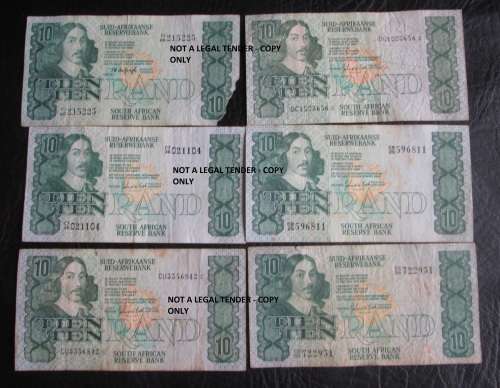 TEN RANDS SOUTH AFRICA NOTES x6 (LOT)