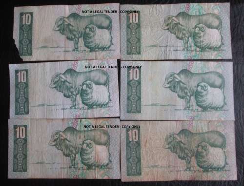 TEN RANDS SOUTH AFRICA NOTES x6 (LOT)