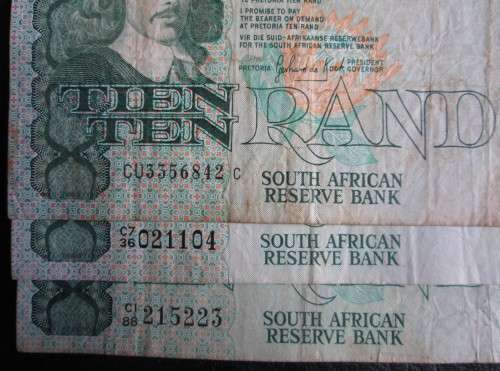 TEN RANDS SOUTH AFRICA NOTES x6 (LOT)