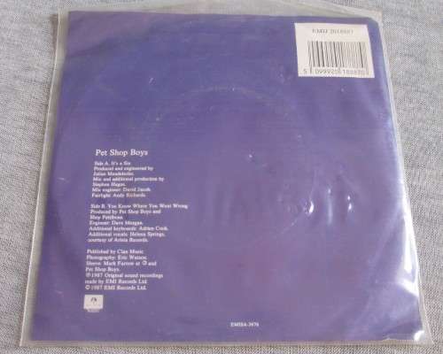 PET SHOP BOYS - IT`S A SIN 1987 (EMIJ 2018887) 45 RPM