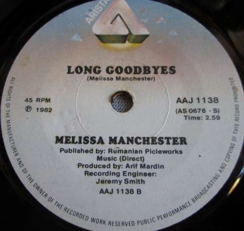 MELISSA MANCHESTER - 1982 YOU SHOULD HEAR HOW SHE TALKS ABOUT YOU / LONG GOODBYES - SM/47