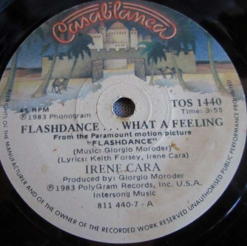 IRENE CARA - FLASHDANCE WHAT A FEELING 1983 (TOS 1440) 45 RPM