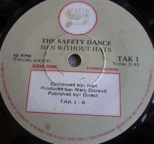MEN WITHOUT HATS - 1982 THE SAFETY DANCE / SECURITY TAK 1 - SM/245