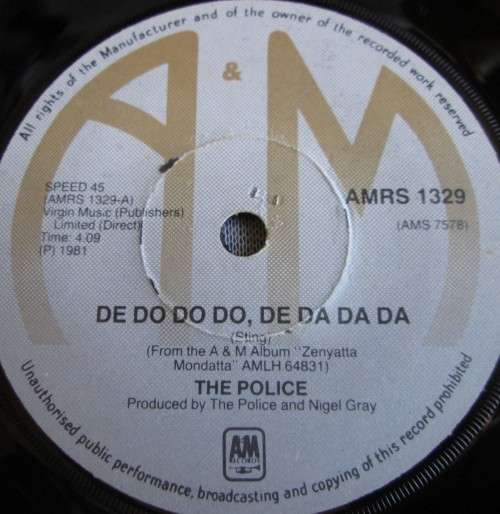 THE POLICE - DE DO DO DO DE DA DA DA 1981 (AMRS 1329) 45 RPM