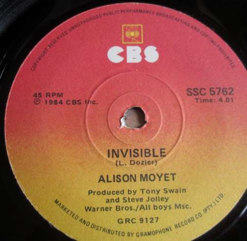 ALISON MOYET - 1984 HITCH HIKE / INVISIBLE (SSC 5762) 45 RPM - SM/26