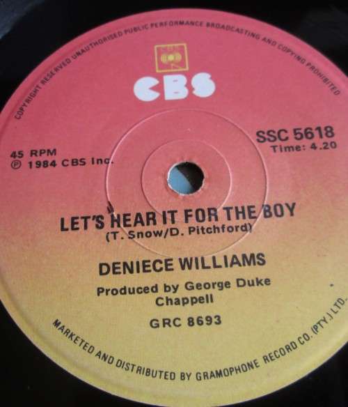 DENIECE WILLIAMS - LET`S HEAR IT FOR THE BOY 1984 (SSC 5618) 45 RPM RECORD
