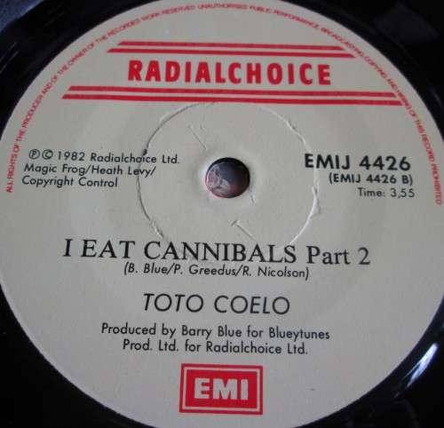 TOTO COELO - I EAT CANNIBALS 1982 (EMIJ 4426) 45 RPM RECORD