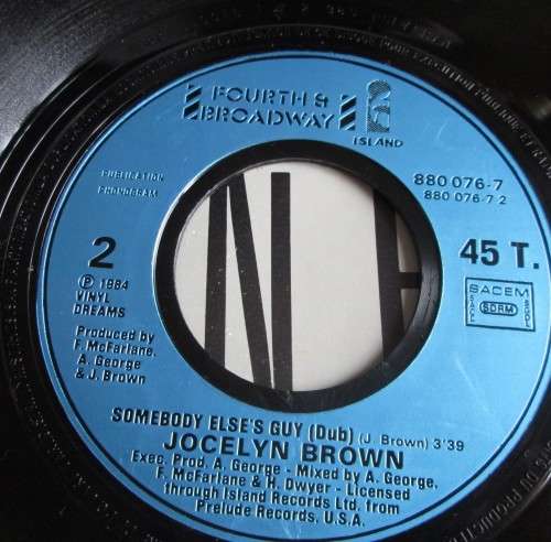 JOCELYN BROWN - SOMEBODY 1984 (45 T) 45 RPM RECORD