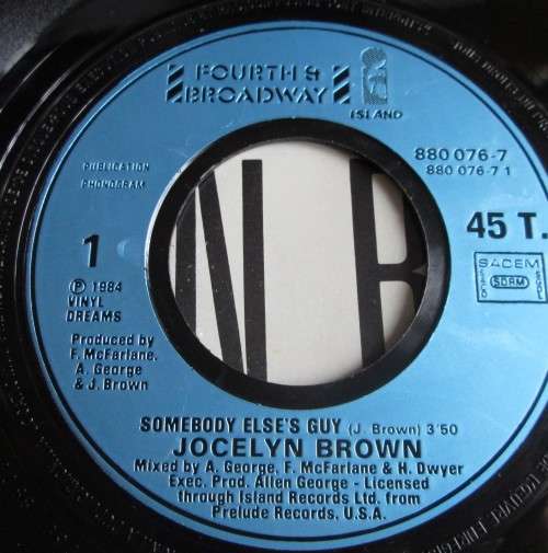 JOCELYN BROWN - SOMEBODY 1984 (45 T) 45 RPM RECORD