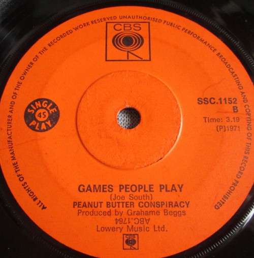 PEANUT BUTTER CONSPIRACY - GAMES PEOPLE PLAY 1971 (SSC 1152) 45 RPM RECORD