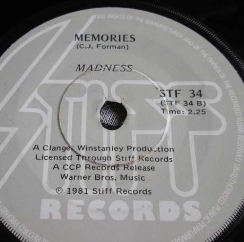 MADNESS - MEMORIES 1981 (STF 34) 45 RPM RECORD