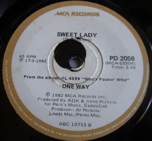ONE WAY - SWEET LADY 1982 (PD 2056) 45 RPM RECORD