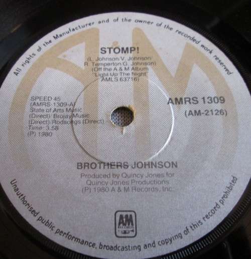 BROTHERS JOHNSON - 1980 LET`S SWING/STOMP (AMRS 1309) 45 RPM RECORD - A3436