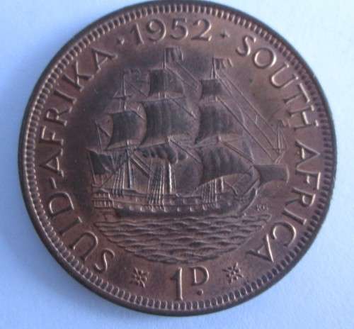 1952 UNION OF SOUTH AFRICA 1D COIN