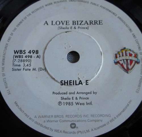 SHEILA E - A LOVE BIZARRE 1985 (WBS 498) 45 RPM RECORD