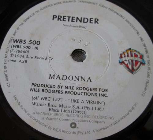 MADONNA - PAPA DON`T PREACH 1986 (WBS 500) 45 RPM RECORD