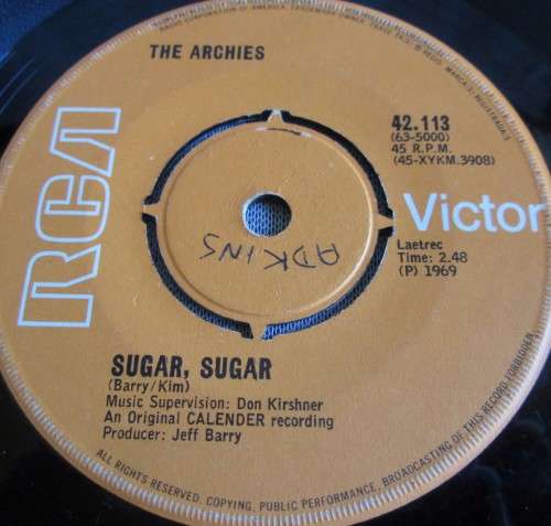THE ARCHIES - SUGAR SUGAR 1969 (42.113) 45 RPM RECORD