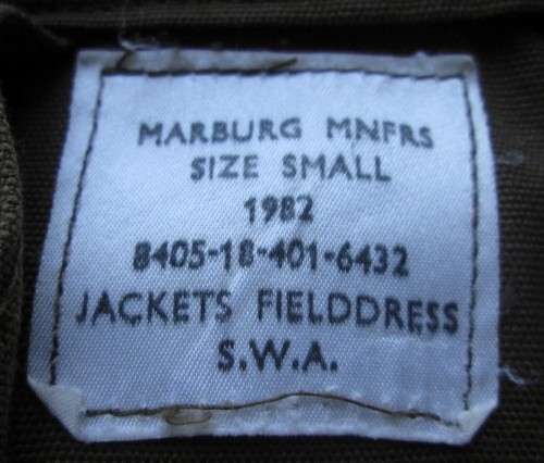 SADF `NUTRIA` FIELDDRESS BROWNS JACKET S.W.A. 1982 (SEE DESCRIPTION)