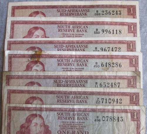 ONE RAND T W DE JONGH x10 BANKNOTES