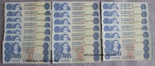 TWO RAND TW DE JONGH x19 BANKNOTES (LOT)