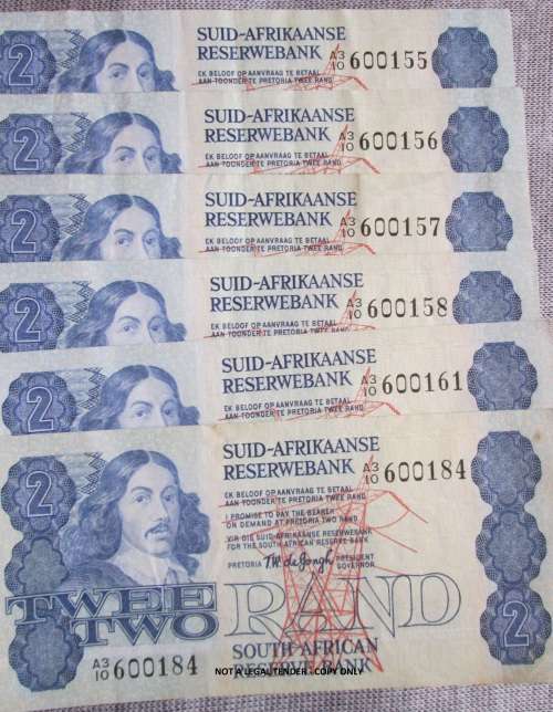 TWO RAND TW DE JONGH x19 BANKNOTES (LOT)