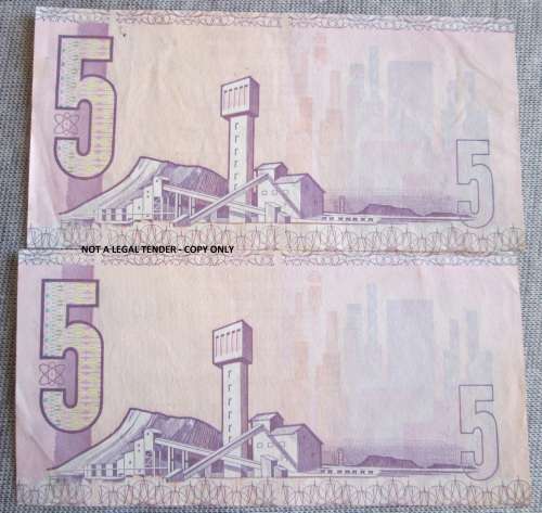 FIVE RAND TW DE JONGH x2 BANKNOTES (LOT)