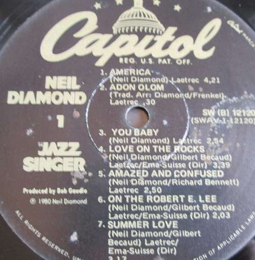 NEIL DIAMOND - THE JAZZ SINGER (SW (B) 12120) VINYL LP RECORD - A3117