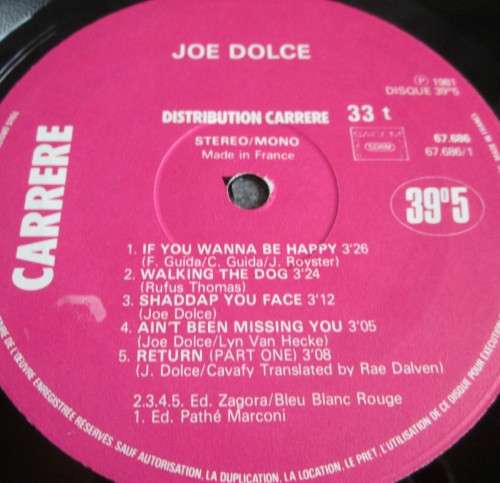 JOE DOLCE 1981 - SHADDAP YOU FACE /67-686 VINYL LP RECORD