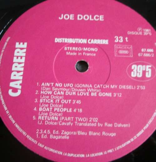 JOE DOLCE 1981 - SHADDAP YOU FACE /67-686 VINYL LP RECORD