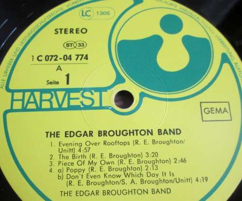 EDGAR BROUGHTON BAND - 1 C 072-04-774 LP VINYL RECORD