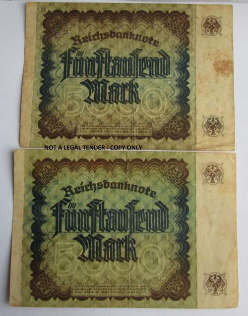 5000 MARK 1922 REICH BANKNOTE x2 (LOT)
