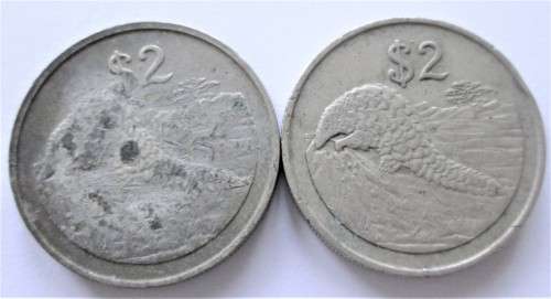 2 DOLLARS 1991 ZIMBABWE x2 COINS (LOT)