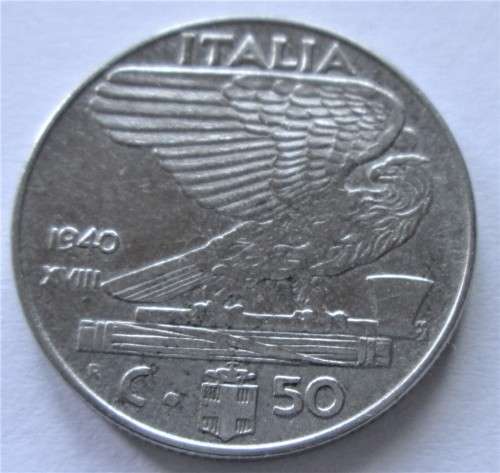 50 LIRA 1940 ITALY COIN
