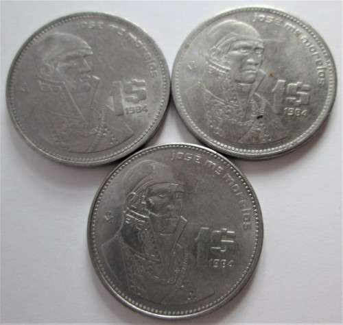 $1 1984 MEXICO x3 COINS (LOT)