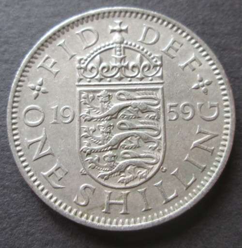 ONE SHILLING GREAT BRITAIN x7 COINS (LOT) 1953 - 1959