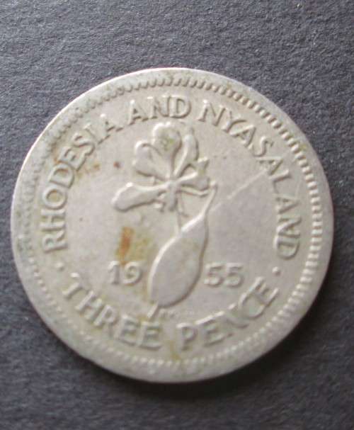 3 PENCE 1955 RHODESIA and NYASALAND COIN