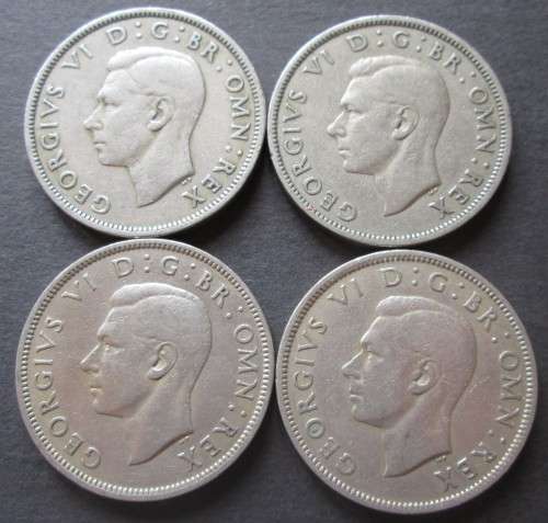 TWO SHILLING GREAT BRITAIN x4 COINS (LOT) 1948-1951