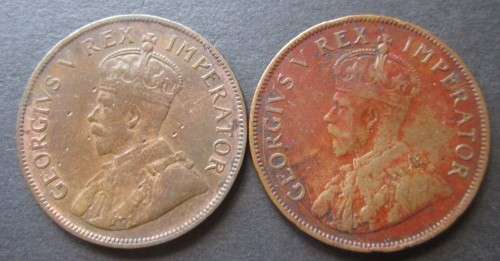 1D PENNY UNION OF SOUTH AFRICA x2 (LOT) 1934/1935